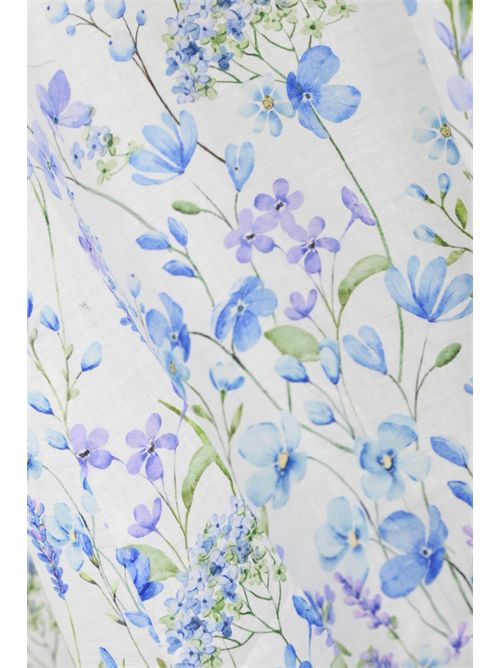 Abito Guadalupe in lino con stampa floreale Bianco/Blu Mc2 Saint Barth | GUADALUPE05784H LINEN FLOWER BLUE 01